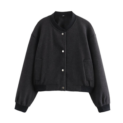 Cazadora bomber corta para mujer con botones de presión – ALVÉA