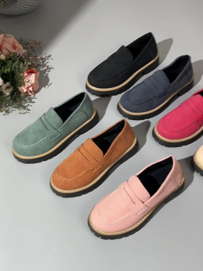 Elegantes y cómodos mocasines de mujer con diseño retro y suela gruesa – VIVIANA