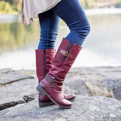 FELICIA – Botas cowboy de cuero vegano con tacón para mujer
