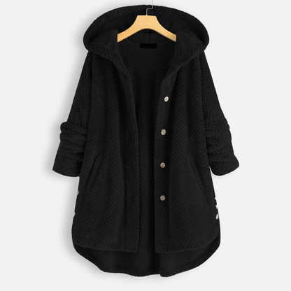 ISABELLA - Chaqueta teddy oversize con capucha y botones para mujer