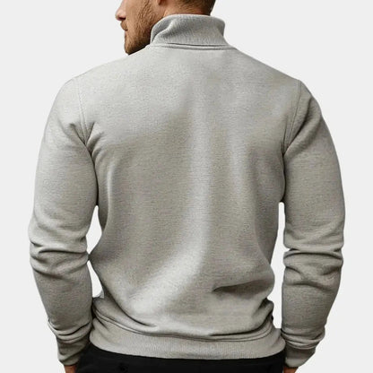 ENZO - Jersey de punto para hombre con media cremallera y cuello alto