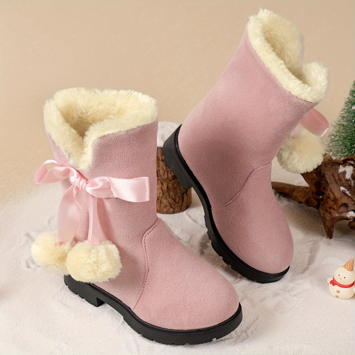 ALBA - Botas de nieve de felpa cálida con suela antideslizante para niñas