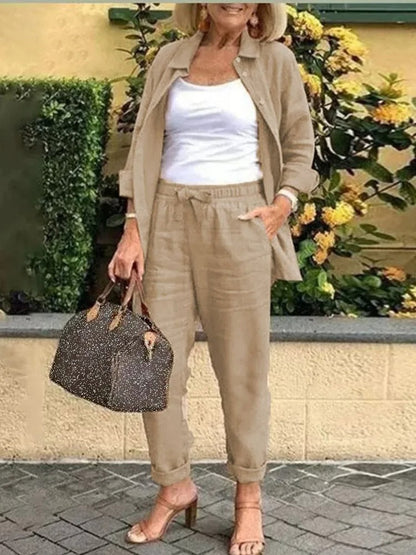 Conjunto de verano de lino para mujer: top y pantalón corto – SANTINA