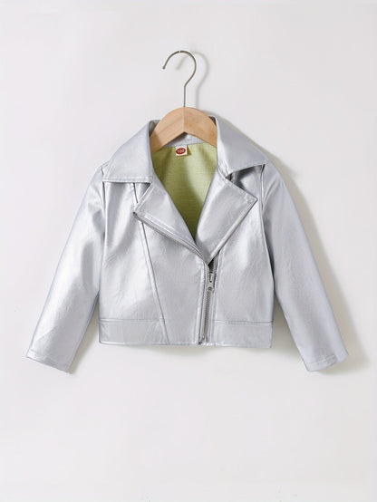 NADIA - Chaqueta de cuero PU con cuello invertido y cremallera diagonal para primavera y otoño