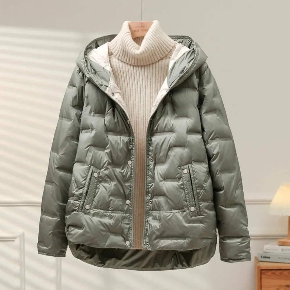 Abrigo de invierno acolchado con capucha para mujer – NOARA