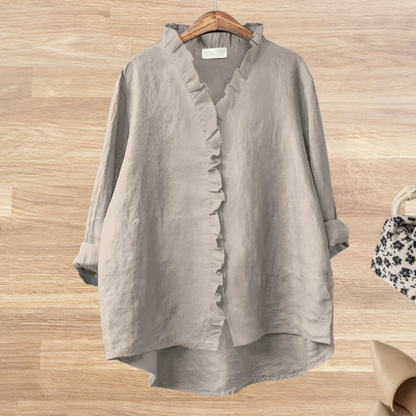 Blusa fluida con cuello de volantes para mujer – LYANA