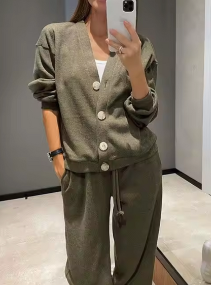 NORA - Conjunto de chaleco y pantalón con cordón para mujer