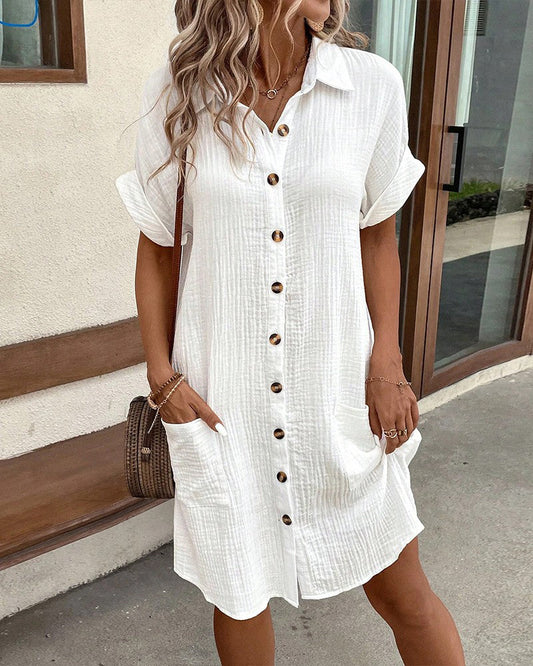 Vestido veraniego de algodón con corte relajado y cuello redondo – MELINA