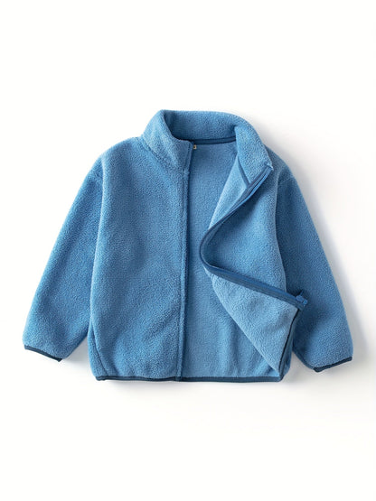 FENLE - Chaqueta polar de forro polar para niños en color sólido