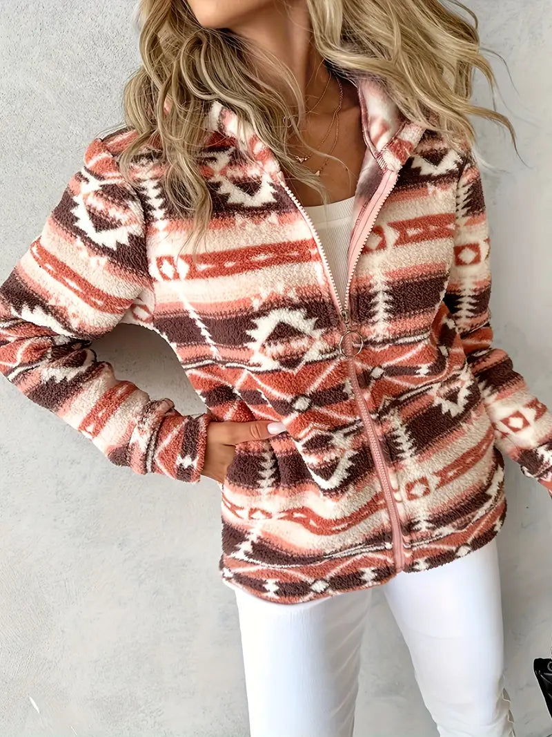 NINA - Chaqueta tejida con capucha y estampado para mujer