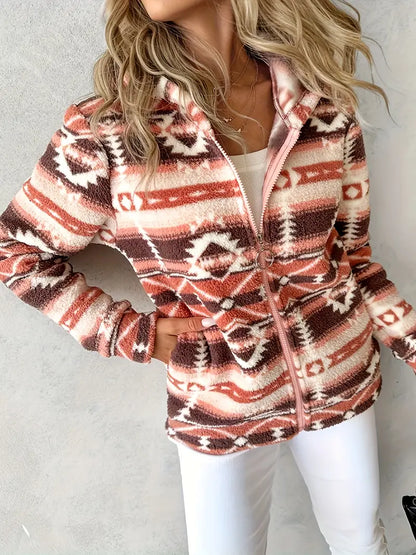 NINA - Chaqueta tejida con capucha y estampado para mujer