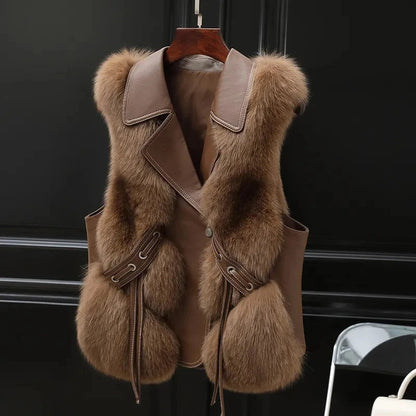 Chaleco acolchado de mujer con cuello de pelo sintético – EMPREYA