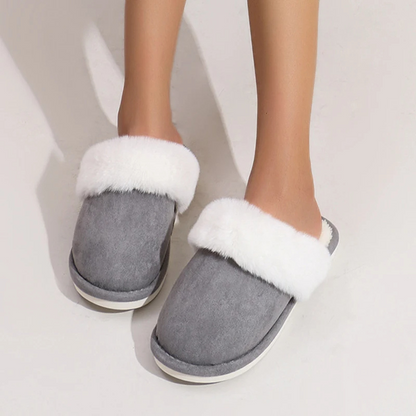 VALEY - Zapatillas de casa para mujer con punta redonda y forro de piel sintética