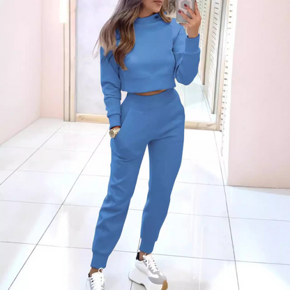 LENA - Conjunto athleisure de dos piezas con top corto para mujer