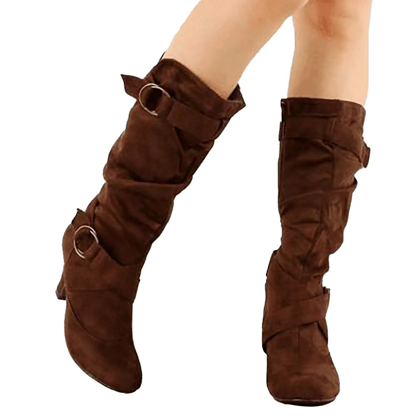 MIREILLE - Botas altas suaves con hebilla metálica para mujer