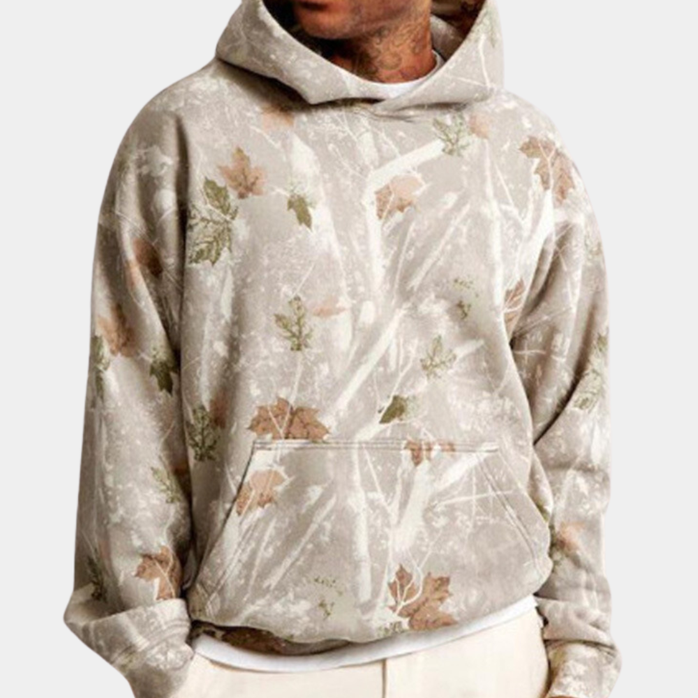 IVÁN - Sudadera con capucha y estampado camuflaje para hombre