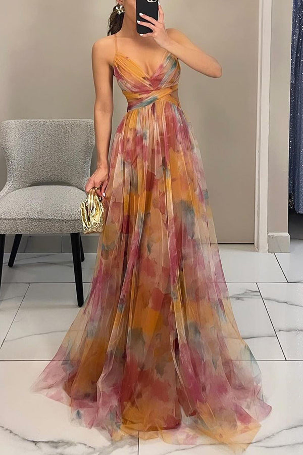 Vestido largo floral con caída fluida y estilo romántico – VIOLETTE BLOOM