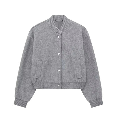 Cazadora bomber corta para mujer con botones de presión – ALVÉA