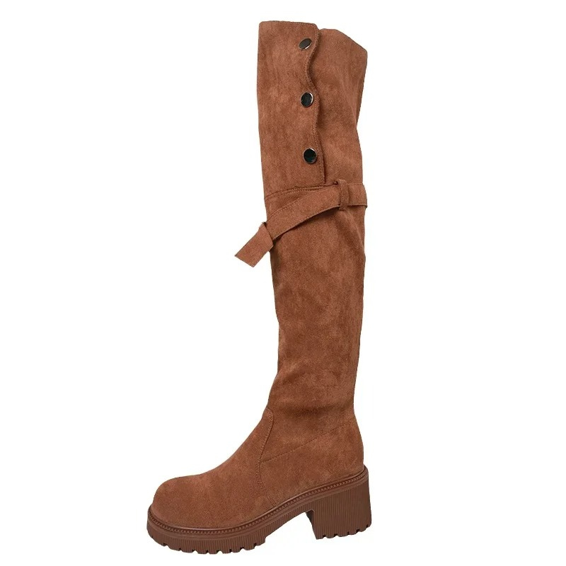 VIOLA - Botas overknee con plataforma y detalles metálicos para mujer