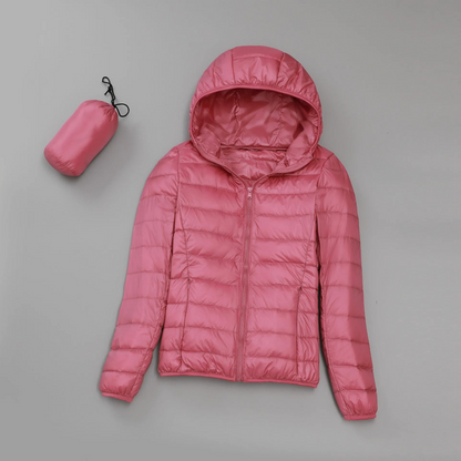 LIV - Abrigo de invierno acolchado y acogedor con capucha para mujer