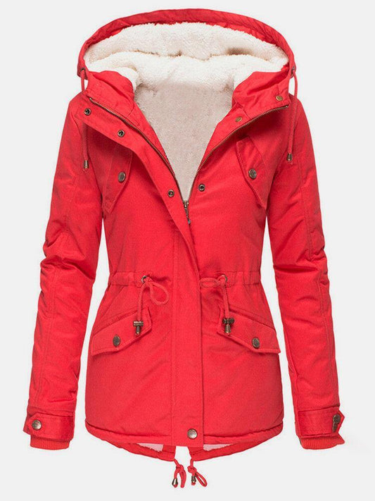 Morra - Abrigo de invierno con forro polar y capucha para mujer