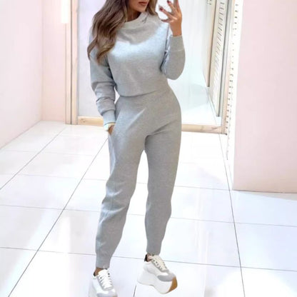 LENA - Conjunto athleisure de dos piezas con top corto para mujer