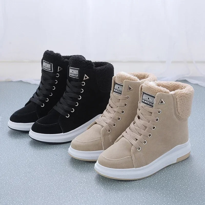 LIVIA - Botines altos de invierno con cordones y tacto suave para mujer