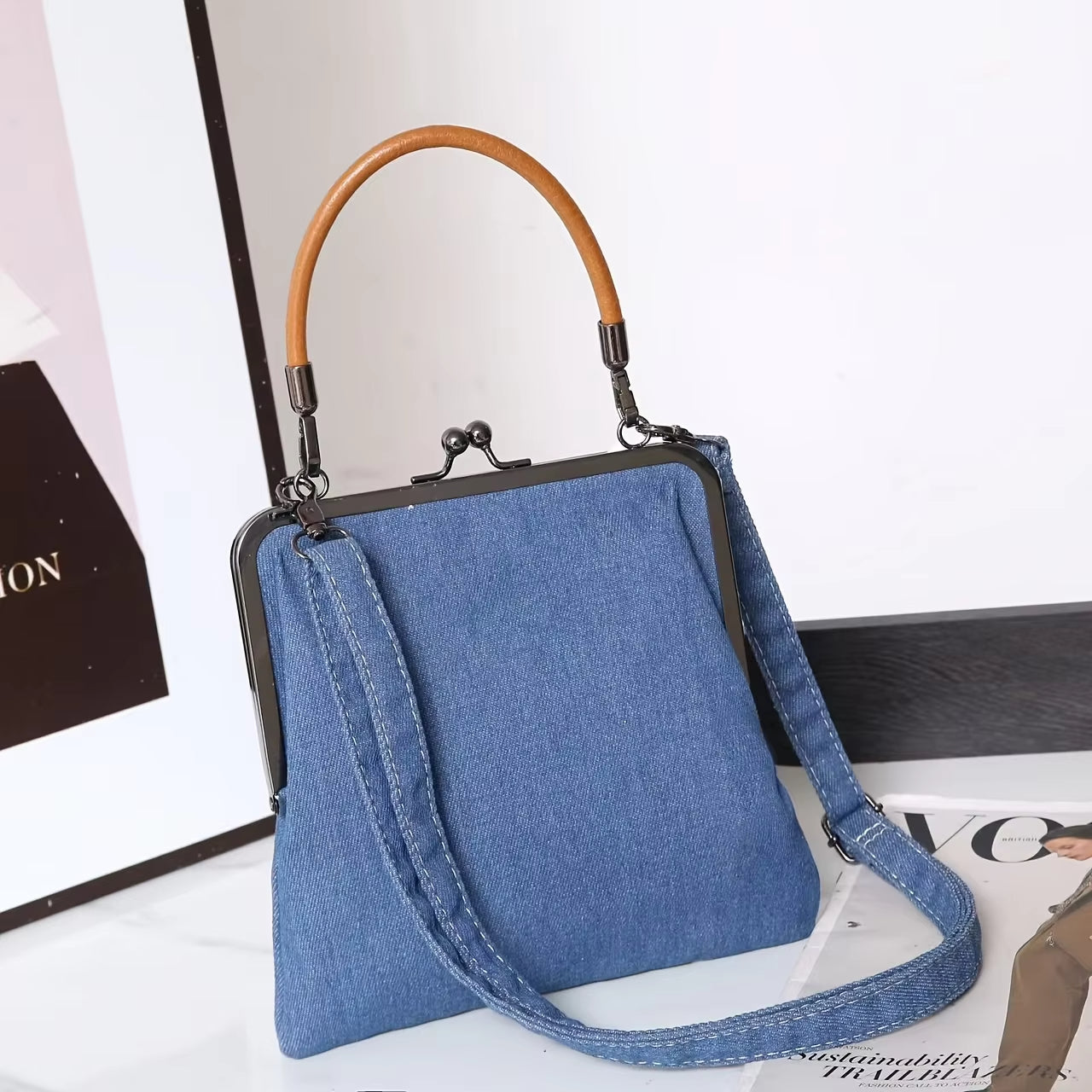 Bolso bandolera de mujer estilo denim con diseño moderno – NAYARA
