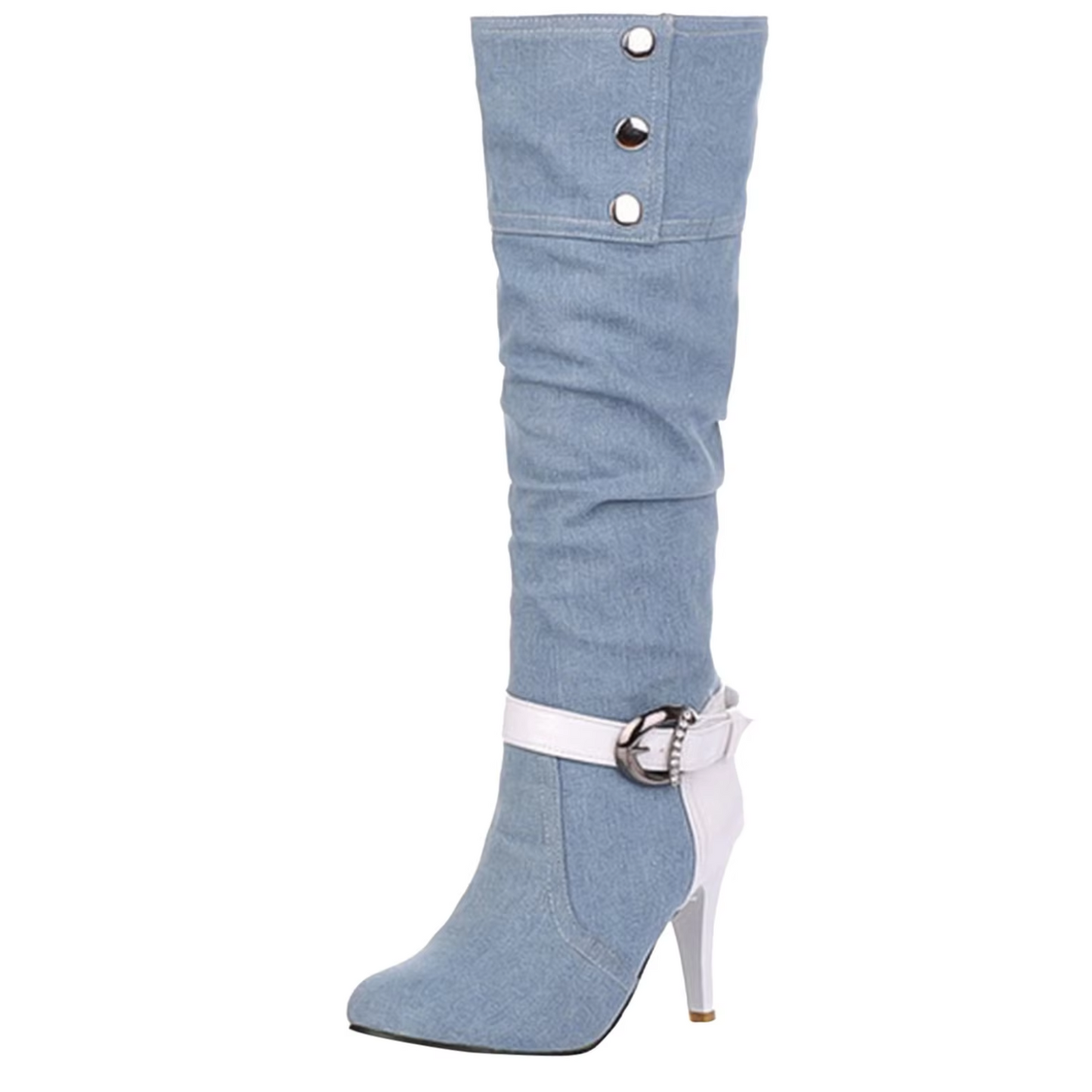 LIV - Botas altas con diseño patchwork y botones decorativos