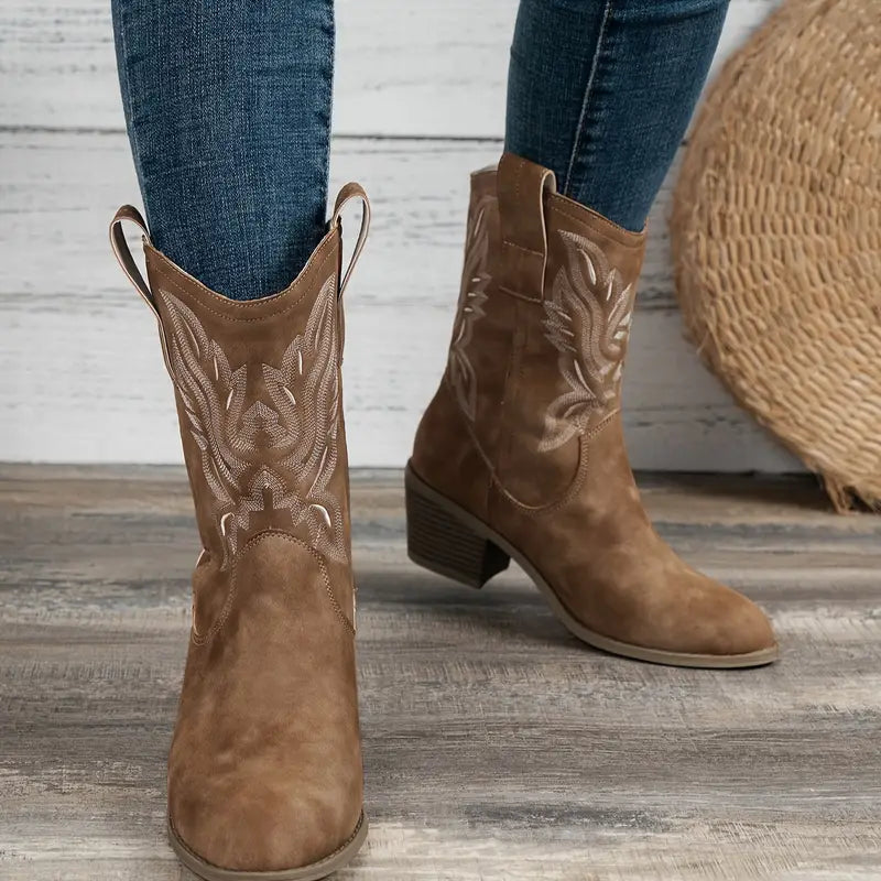 GRETA - Botines retro con tacón grueso para mujer