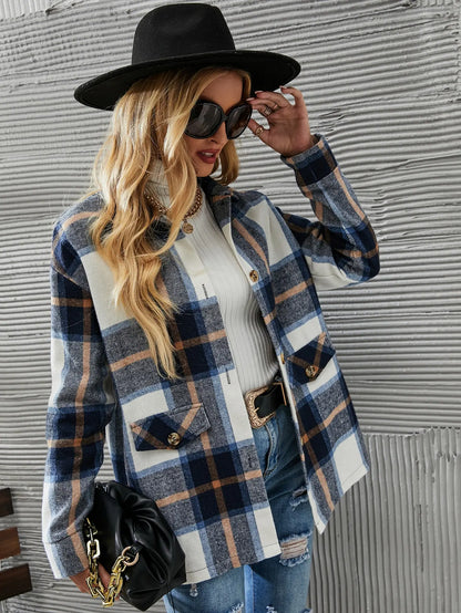 KIANNA - Chaqueta de punto a cuadros elegante y a la moda para mujeres