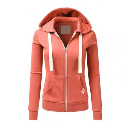Sudadera de invierno con cremallera y estampado de cuadros para mujer – ANDREA
