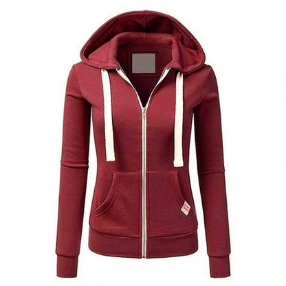 Sudadera de invierno con cremallera y estampado de cuadros para mujer – ANDREA