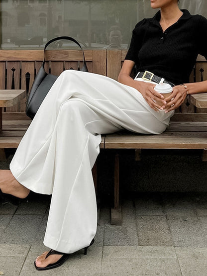 Pantalón de mujer de pierna ancha y talle alto – NAELIA