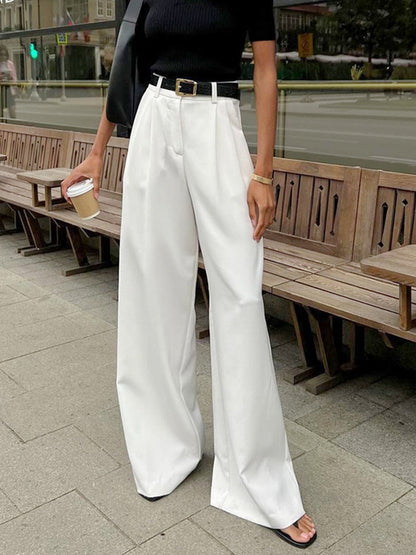 Pantalón de mujer de pierna ancha y talle alto – NAELIA