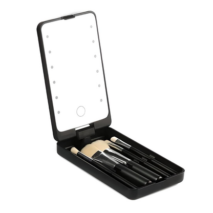 Set de brochas de maquillaje para viaje con estuche elegante – ROSALIE