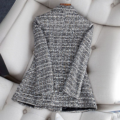 LIVIA - Blazer entallado de cuadros con encaje para mujer