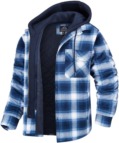ERIK - Chaqueta a cuadros con capucha y cremallera para hombre