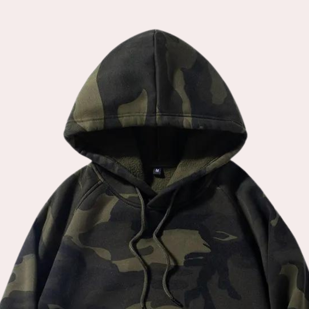 FER - Sudadera relajada con estampado de camuflaje para hombre