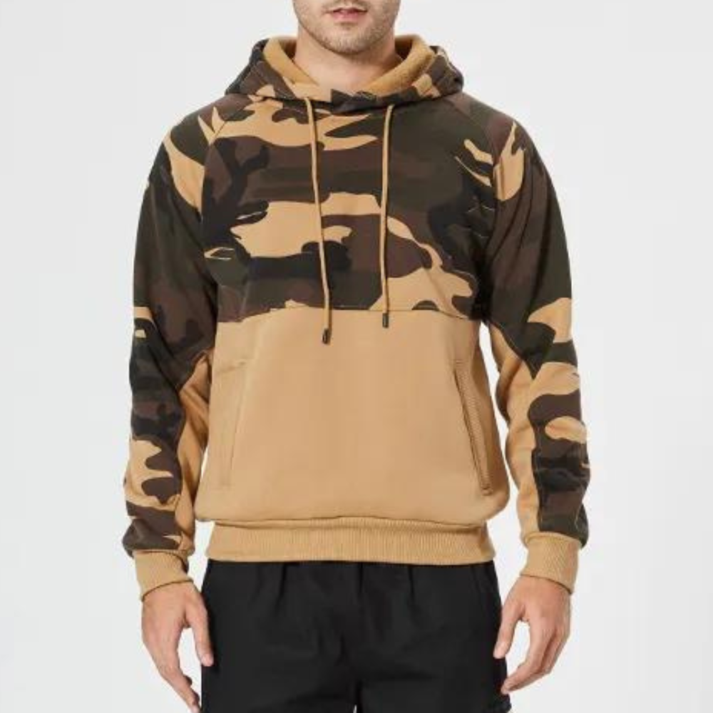 FER - Sudadera relajada con estampado de camuflaje para hombre