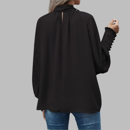 ISABEL - Blusa para mujer con lazo y mangas largas