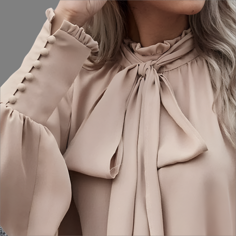 ISABEL - Blusa para mujer con lazo y mangas largas