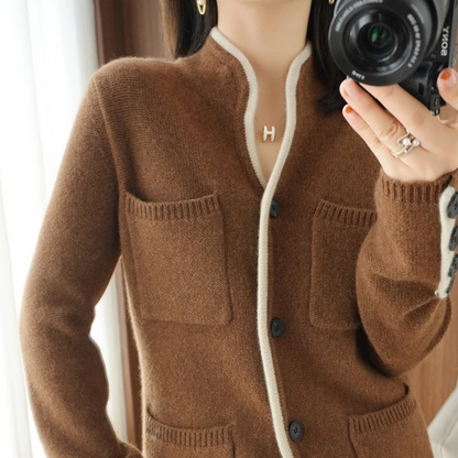 ELISA - Cárdigan de punto con bolsillos para mujer