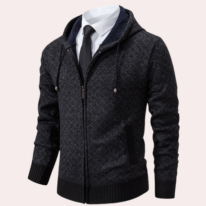 IZAN - Cárdigan de punto para hombre con capucha