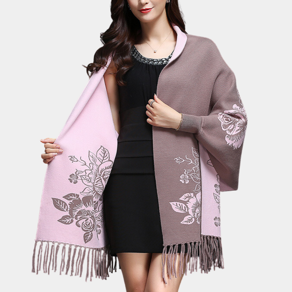 ELVA - Cárdigan largo y suelto para mujer con flecos decorativos