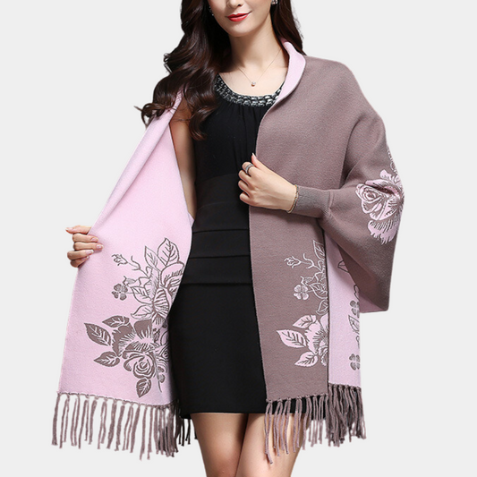 ELVA - Cárdigan largo y suelto para mujer con flecos decorativos