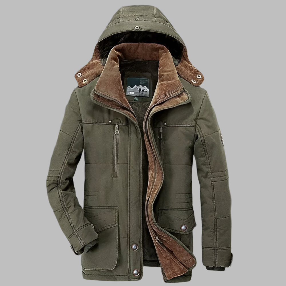 LEANDRO - Chaqueta de invierno para hombre con forro polar y capucha