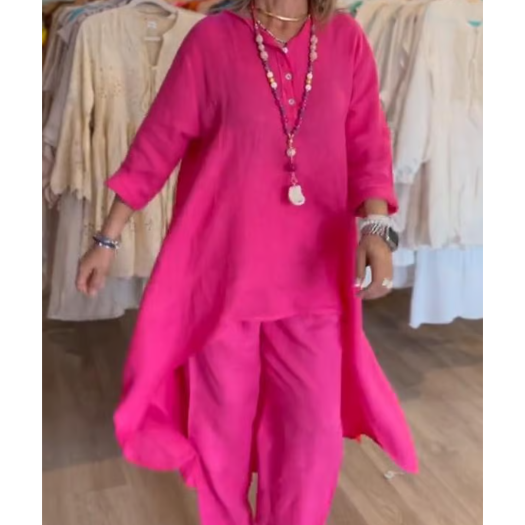 Conjunto loungewear de mujer con túnica oversize y pantalón cómodo – AMELIE