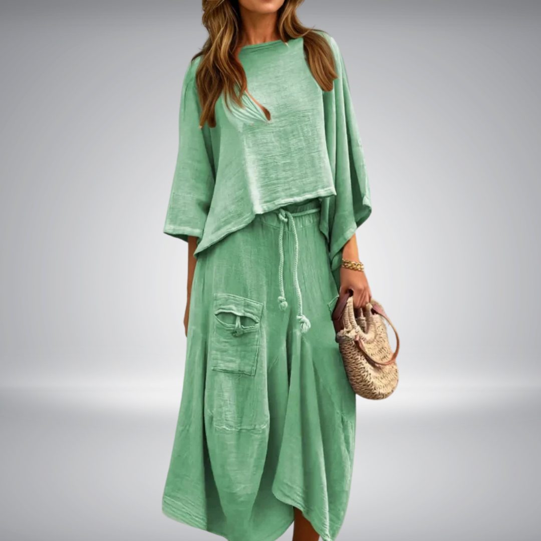 Conjunto de dos piezas con top y falda fluida para mujer – LUNA