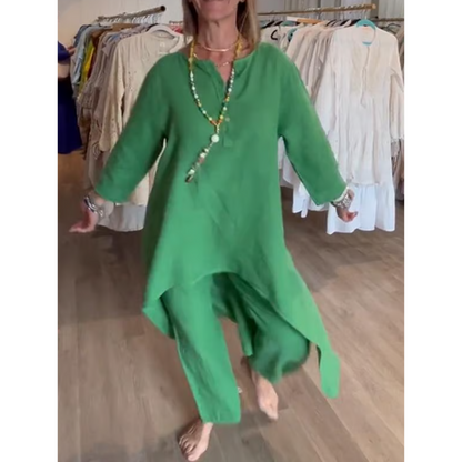 Conjunto loungewear de mujer con túnica oversize y pantalón cómodo – AMELIE